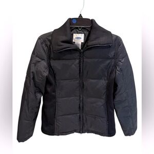 Old Navy Black Puffer Jacket Down and Feather Filled Jacket Side Panels XS